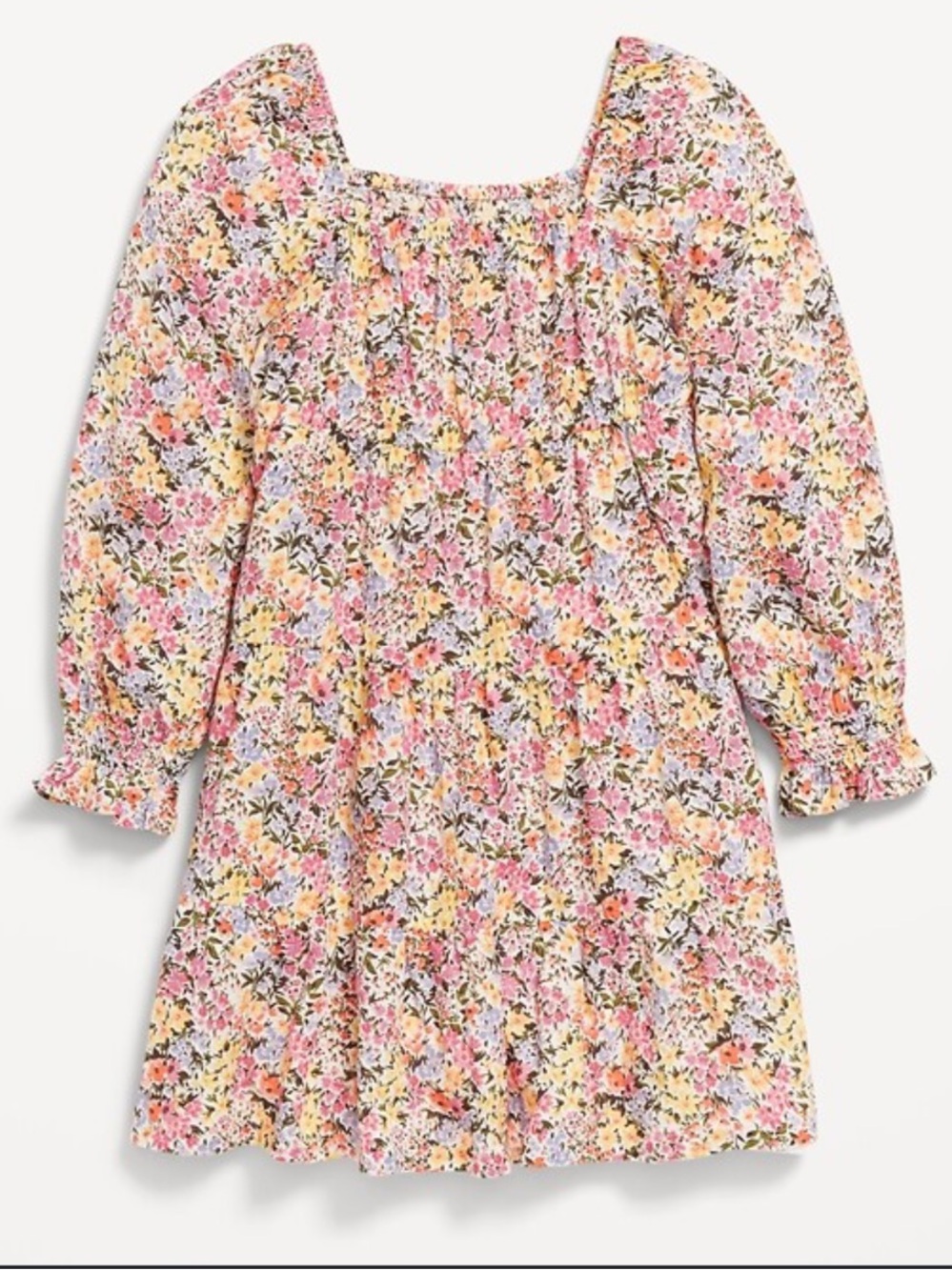 Old Navy Long Sleeve Floral Dress with Smocked Cuffs